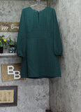 Tommy Hilfiger Houndstooth Knit Keyhole Neck Fit Flare Dress Cypress Green 14