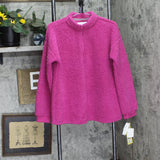 Muk Luks Womens Quarter Zip Faux Sherpa Lounge Pullover Sweatshirt Berry Pink M