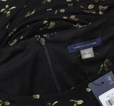 Tommy Hilfiger Womens Printed Ruched-Waist Dress A4IJ114A Black / Gold 12
