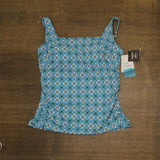 Swim Solutions Womens Printed Tummy-Control Tankini Swim Top 807104 Tile Blue 8