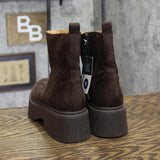 Wild Fable Faux Suede Platform Ankle Boots with Front Zip 94568506 Dark Brown 6M