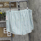 State Of Day Size Womens Striped Poplin Boxer Shorts Vertical Stripe Blue 3X