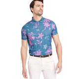 All In Motion Mens Floral Print Textured Polo Shirt 89765666 Blue / Lilac XXL