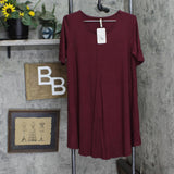Wishlist Womens Knit V-Neck Tunic Short Sleeve Shirt DK7179S