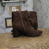 Style & Co. Brysonn Round Toe Boots Block Heel Faux Suede Dark Roast Brown 7.5M