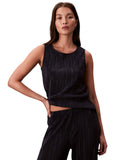 Calvin Klein Womens Plisse Sleeveless Blouse Shirt Top Sky Captain Blue XL