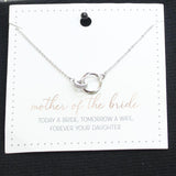 David's Bridal Interlocking Ring Pendant Bridal Necklace Silver Gray 16" + 3"