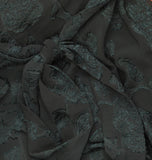 Trixxi Tie Waist Ruffled Jacquard Fit Flare Sheer Sleeved Dress Hunter Green L