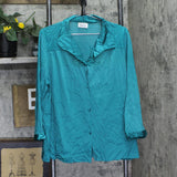 Vanity Fair Womens Vintage 2-Piece Knit Stretch Pajama Set Blue Green XL