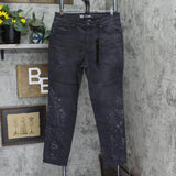 DG2 Womens Leopard Print Embellished Straight Leg Jeans Black Animal 14