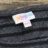 Lularoe Womens Half  Sleeve Knit Shirt Dress Black / Gray Stripe 2XS