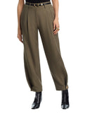 Aqua Womens Folded Button Leg Balloon Pants Trousers IPL80854 Olive Green S