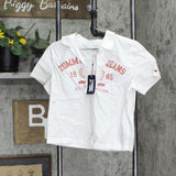 Tommy Jeans Women's Cotton Logo Collared Top T2FM0BGI Bright White S