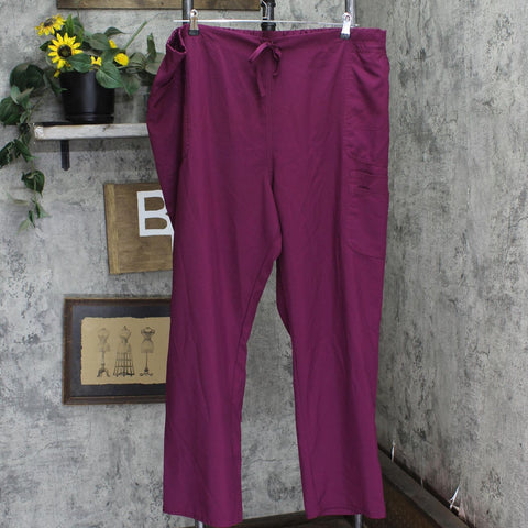 Womens Plus Size Drawstring Scrubs Berry Purple See Measurements