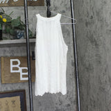 INC International Concepts Womens Novelty Stitch Halter Top Washed White M