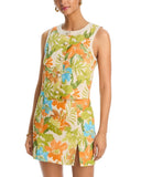 Aqua Button Front Linen-Blend Floral Vest TC6802BL Brown Multi M