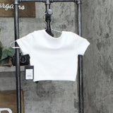Art Class Girls Short Sleeve Scoop Neck Seamless Cropped Top 89736362 White S