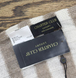 Charter Club 100% Cashmere Striped Rectangle Scarf Brown Sugar Heather Combo