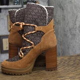 Michael Michael Kors Logo Snow Lace-Up Booties Boots Winter Luggage Brown 10M