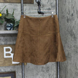 Tommy Hilfiger Women's Faux-Suede Fit & Flare Skirt H27S3313 Cognac Brown 6