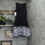 DKNY Womens Embroidered Mesh Sleeveless Fit Flare A-line Dress Black / Ivory 2