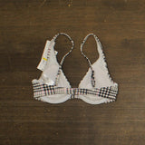 Salt + Cove Juniors Plaid Underwire Bikini Swim Top 807027 Black / White M