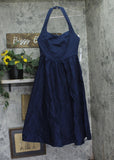 Aqua Womens Woven Halter Midi Dress IDM11261 Navy Blue S