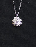 Lotus Petal Crystal Pendant Necklace Silver Gray / Clear 15.5" + 2.5"
