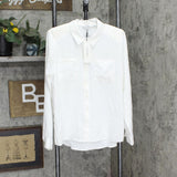 Calvin Klein Womens Long Sleeve Padded Shoulder Blouse M1LA8636 Soft White M