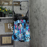 Swim Solutions Tummy Control Empire Swimdress One-Piece Fiesta Fronds Blue 16W