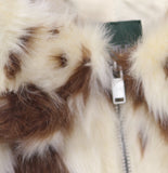 Wild Fable Faux Fur Full Zip Collared Long Sleeve Jacket Cream Off White L