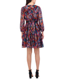 Vince Camuto Womens Novelty Metallic Chiffon Fit & Flare Dress Red Multi 2