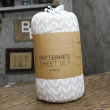 Ienjoy Home Microfiber 4-Piece Sheet Set Puffed Chevron Light Gray Queen