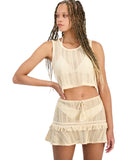 Miken Juniors Crochet Cover Up Tank Swim Biscotti Brown XS