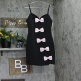 Avec Les Filles Sweetheart Bow Trim Sleeveless Mini Dress Black / Pink 8