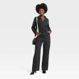 Universal Thread Womens Long Sleeve Utility Baggy Denim Jumpsuit Black 14