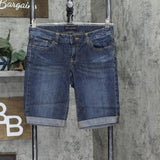 American Eagle Womens Rolled Cuff Bermuda Jean Denim Shorts Dark Blue 4