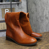 INC International Concepts Wide-Calf Riding Leather Boots Cognac Brown 9M-WC