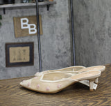 A New Day Womens Delilah Embellished Floral Mule Heels 92245100 Beige Brown 9.5M