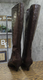 INC International Concepts Mid-Heel Knee High Boots Kitten Heel Brown Croc 8M