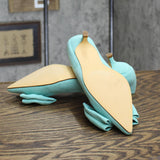 Journee Collection Women's Orana Bow Heels Shoes ORANA-PUMP Mint Blue Green 5.5M