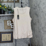 DG2 by Diane Gilman Womens Asymmetrical Ruffle Knit Shirt Top Beige Brown 2X