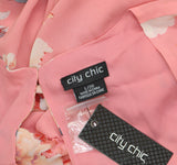 City Chic Trendy Plus Size Summer Floral V-Neck Belted Jumpsuit Pink Multi 20W