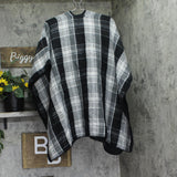 Style & Co. Womens Plaid to Solid Reversible Topper Cozy SC4642515 Black / Gray