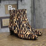 A New Day Tigris Block Heel Ankle Boots 94568624 Tiger Print Brown 6M