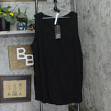Marla Wynne Womens Linen Jersey Modern Butterfly Sleeveless Tunic Black 2X