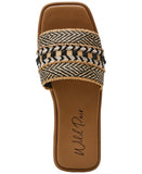 Wild Pair Womens Daisyy Slide Flat Sandals Embellished Black / Natural 8M