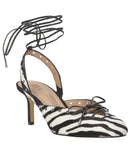 INC International Concepts Lace-Up Strappy Heel Sandals Zebra Black White 7M