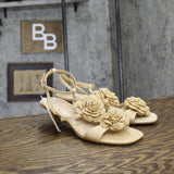 A New Day Womens Esme Floral Crochet Kitten Heels 92979007 Tan Brown 8.5M
