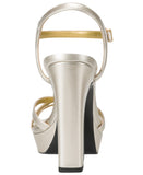 Donna Karan Spencer Platform Dress Sandals F1623231 White Gold 7.5M